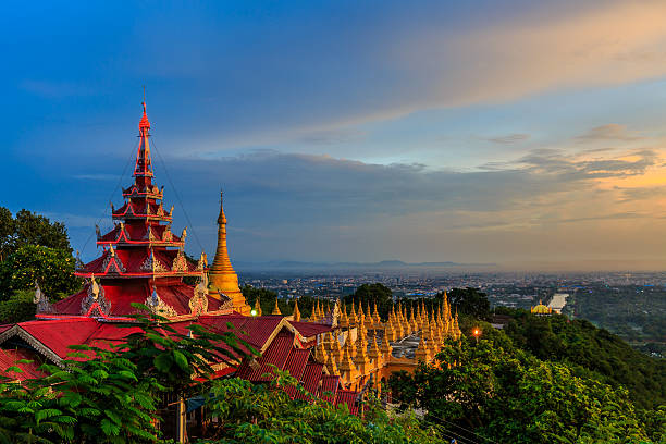 Myanmar tourism places : Located at the foot of Mandalay Hill, Myanmar's second-largest city is a charming but twisted place. Once a royal capital, the city is a true Burmese cultural hub, filled with bustling markets, monasteries, Indian temples, hillside mosques and pagodas.